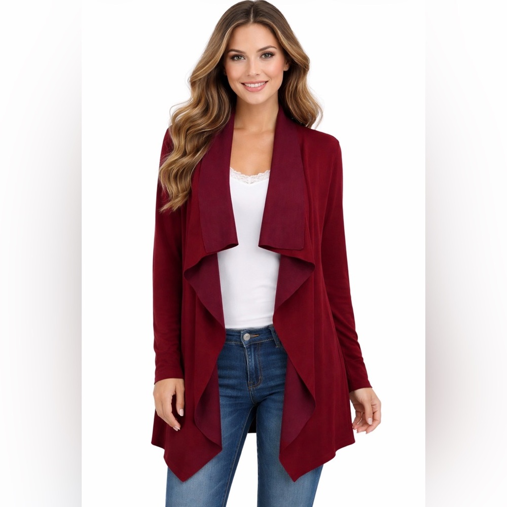 CAbi Burgundy Women's Open Front Cardigan Size Small Style 3479
